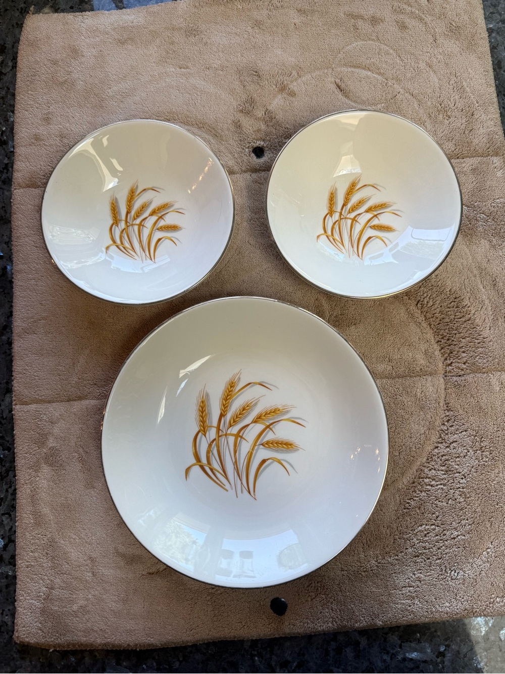 Golden Wheat Plate & Saucers